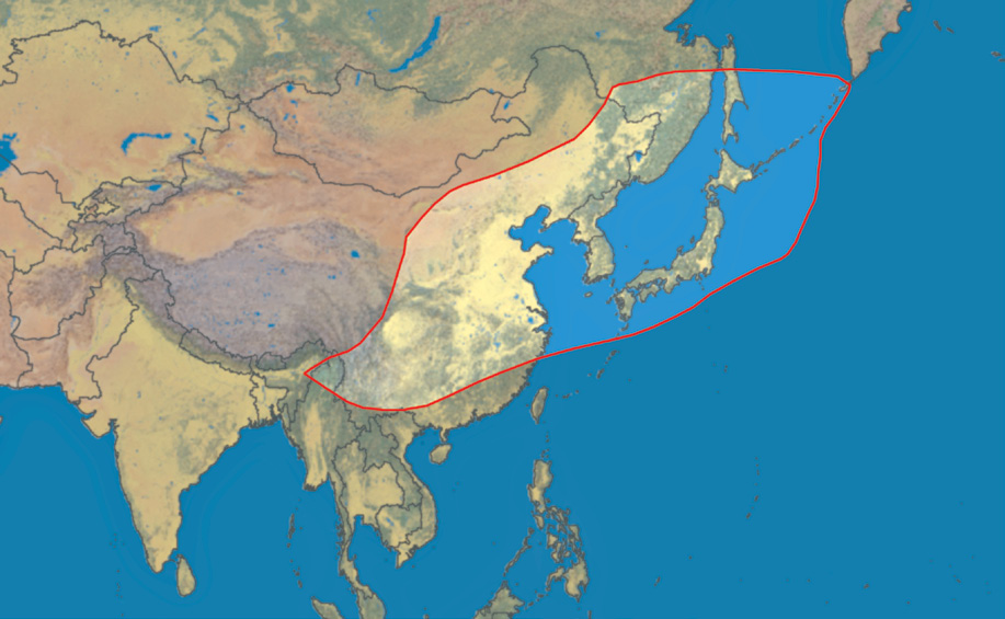 A map showing the Sino-Japanese Floristic Region.