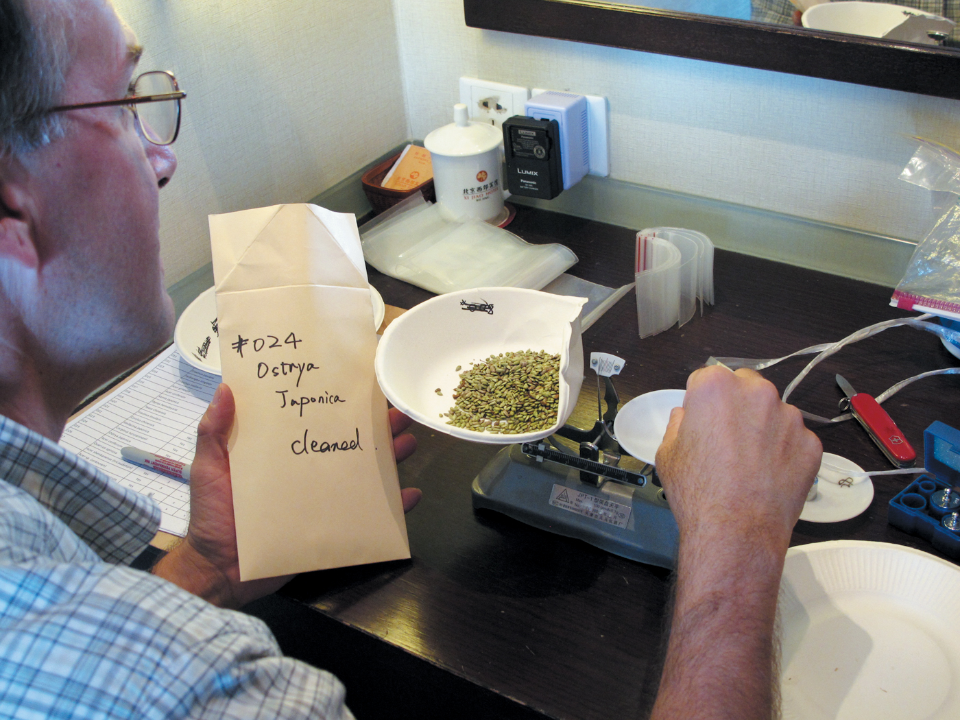 Collector weighing seed collection