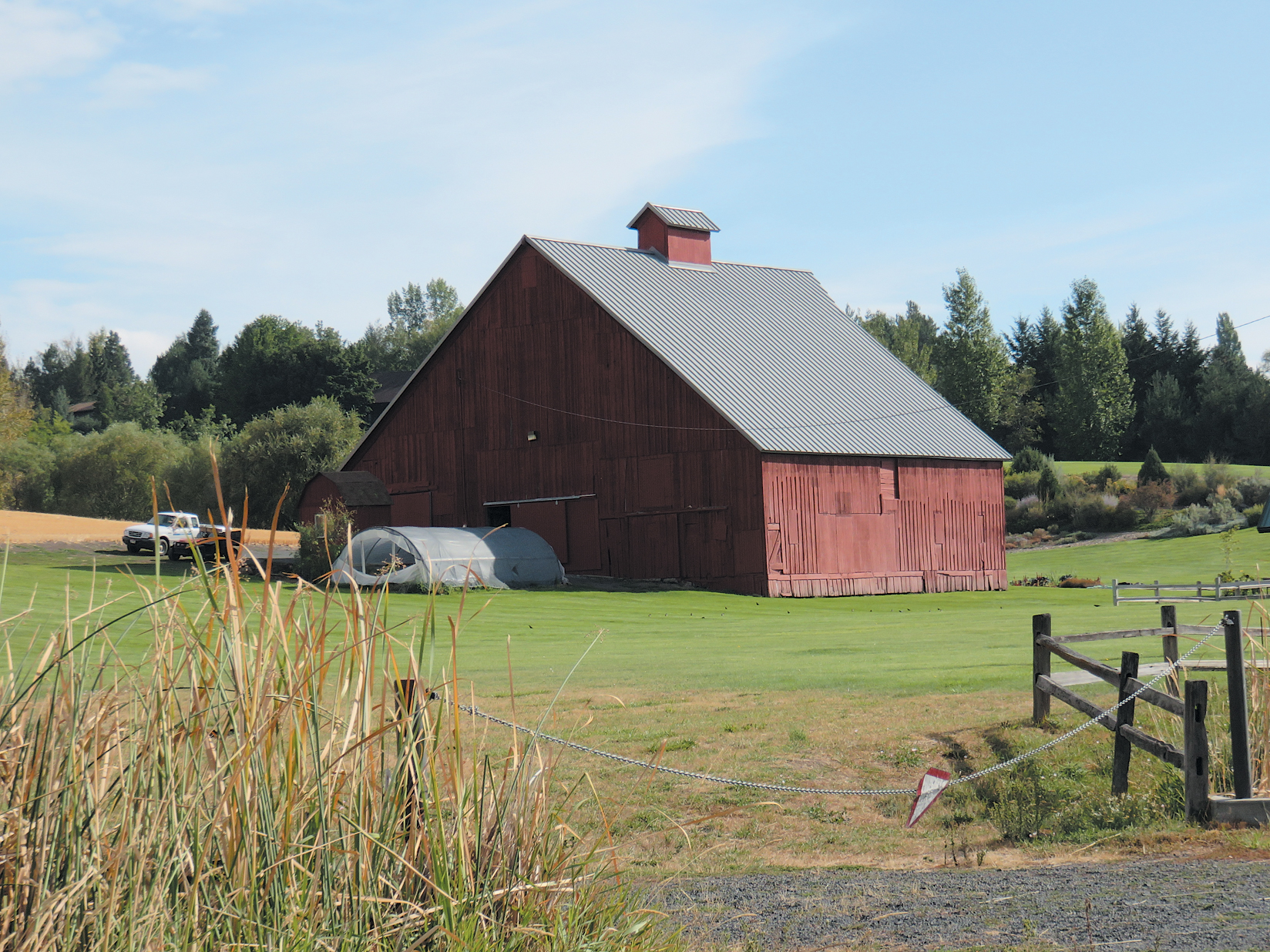 Red barn set in landscape