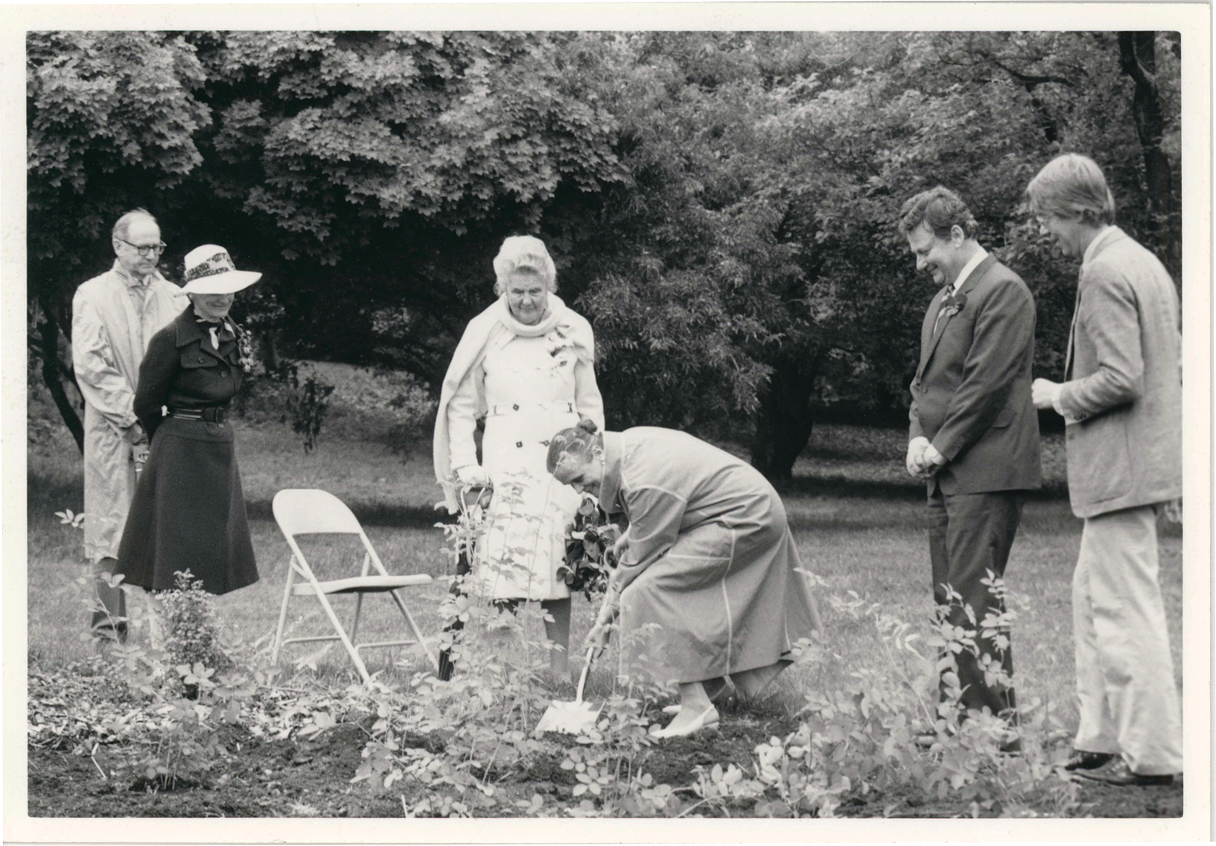 A black and white photo of several people in the BRC.