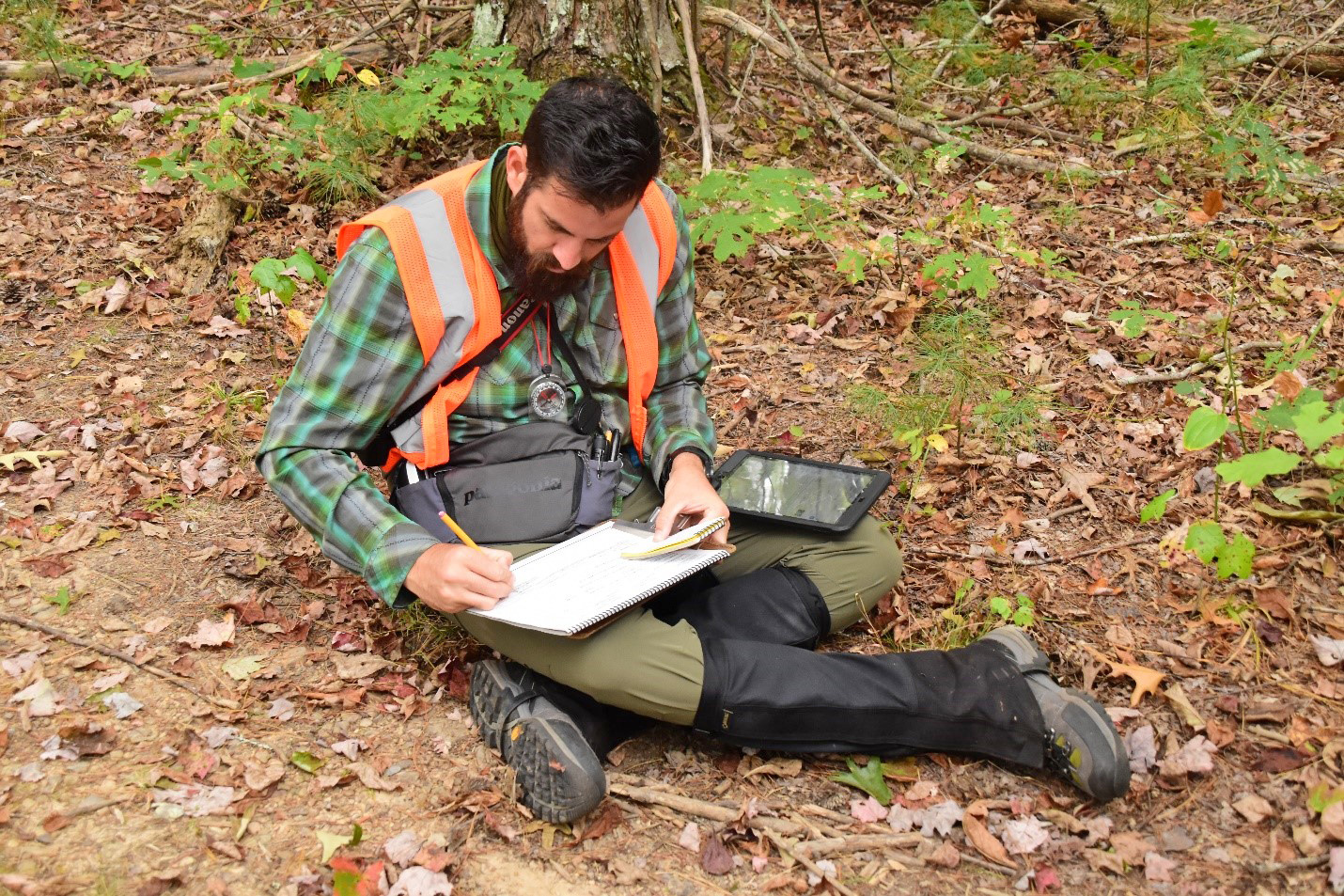 Sean records associated plant species at Cherokee National Forest