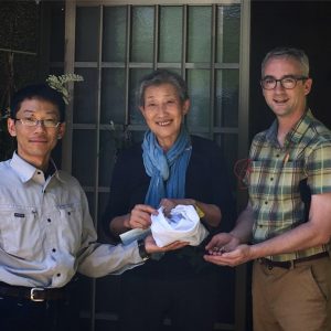 Mineaki Aizawa and I with Mrs. Noguchi, the property owner of the site in Bicchuubara