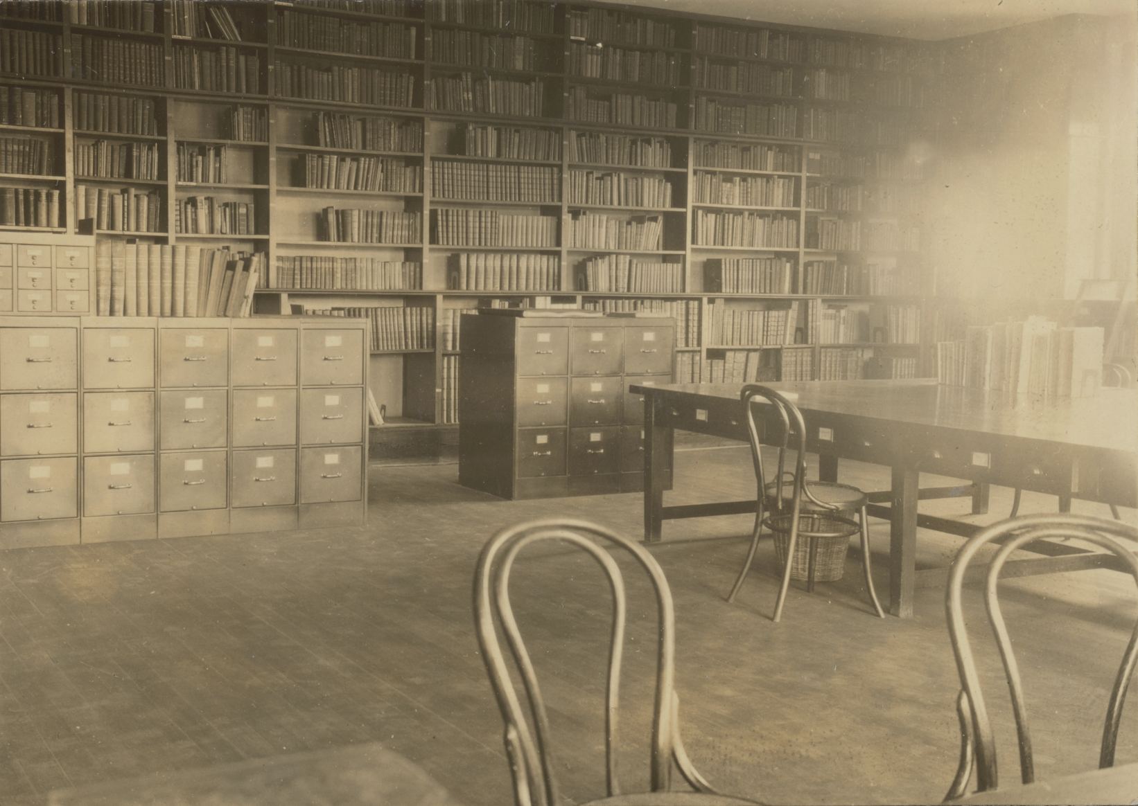 A view of the northwest corner of the Reading Room, ca. 1920.