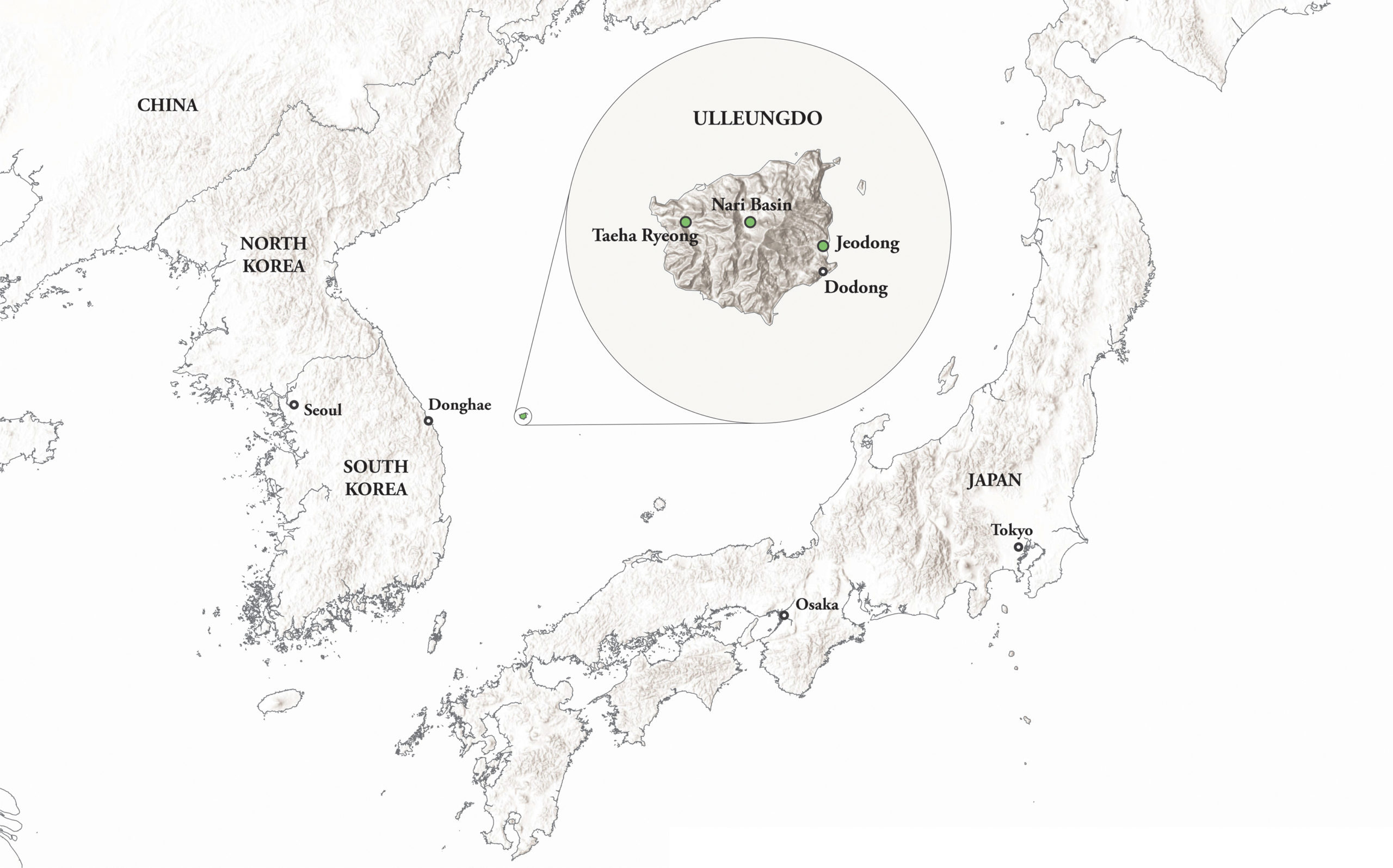 Map of Sea of Japan with inset showing Ulleungdo