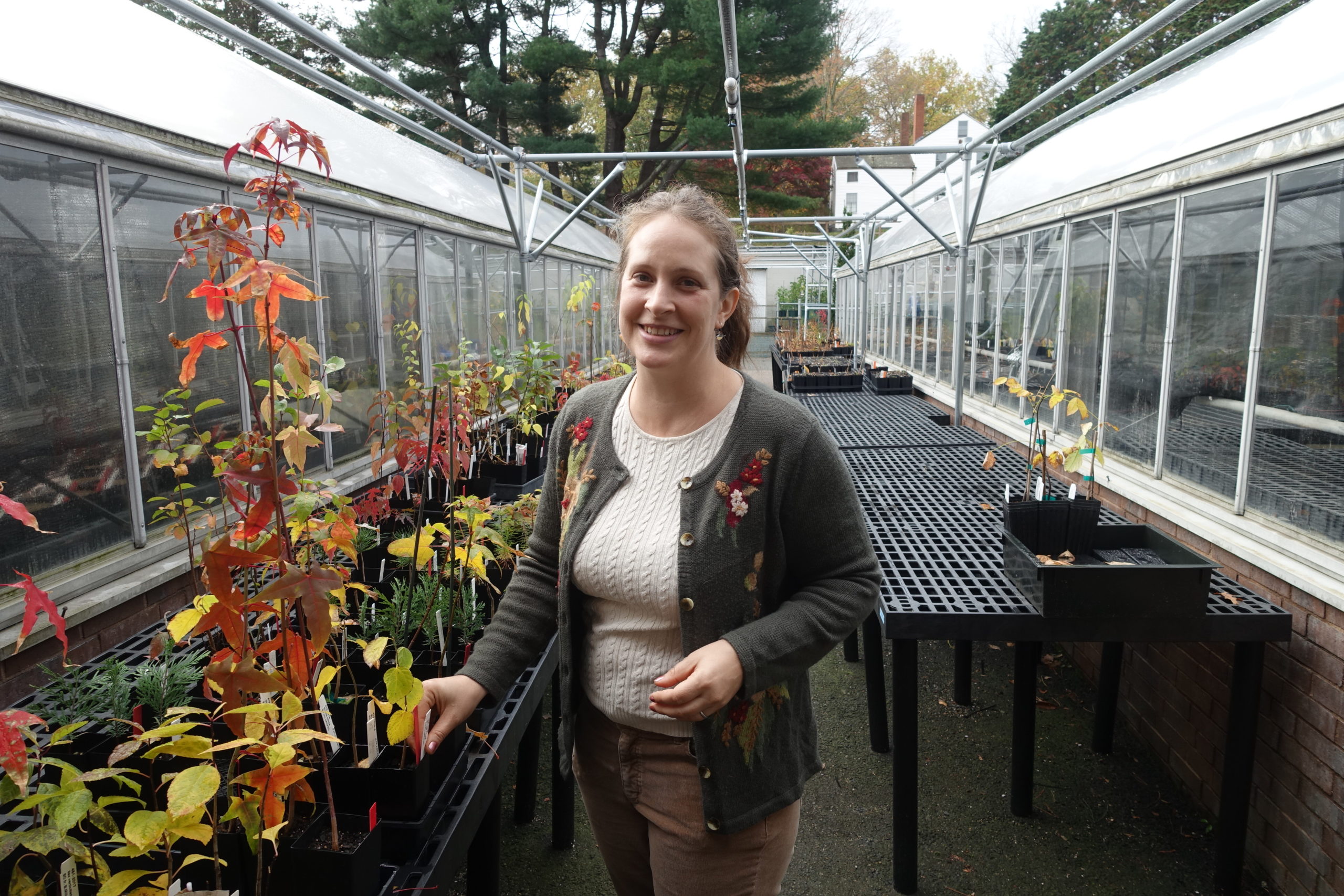 Christine Ventura in the Dana Greenhouse