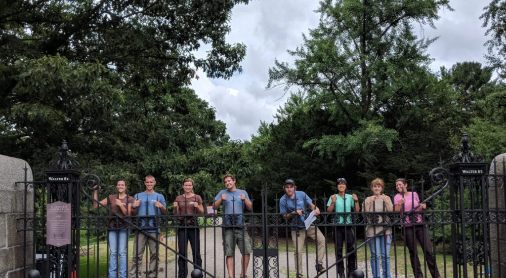 2018 Hunnewell Interns at the Walter Street Gate entrance