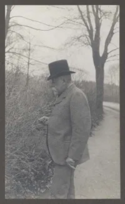 Charles Sprague Sargent inspecting Arnold Arboretum grounds, 1904. Photograph by J.H. McFarland.