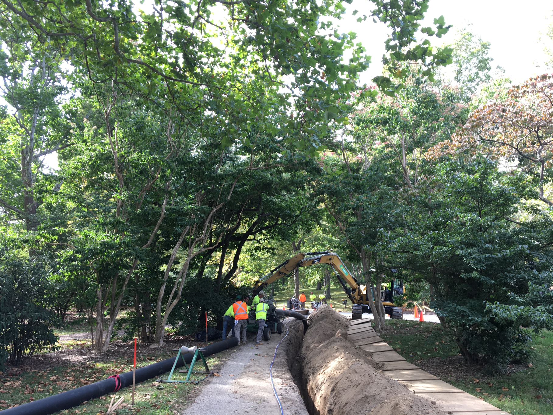 A crew putting in irrigation for the Centre Street Irrigation Project