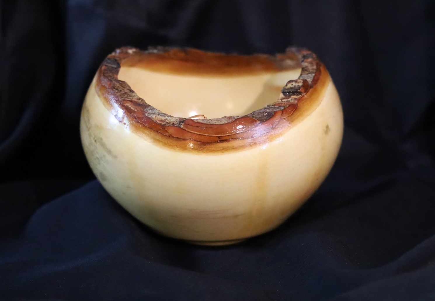 light color wood bowl with natural edge