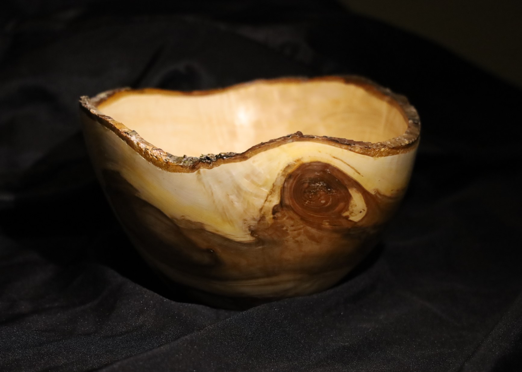 turned wood bowl with natural edge