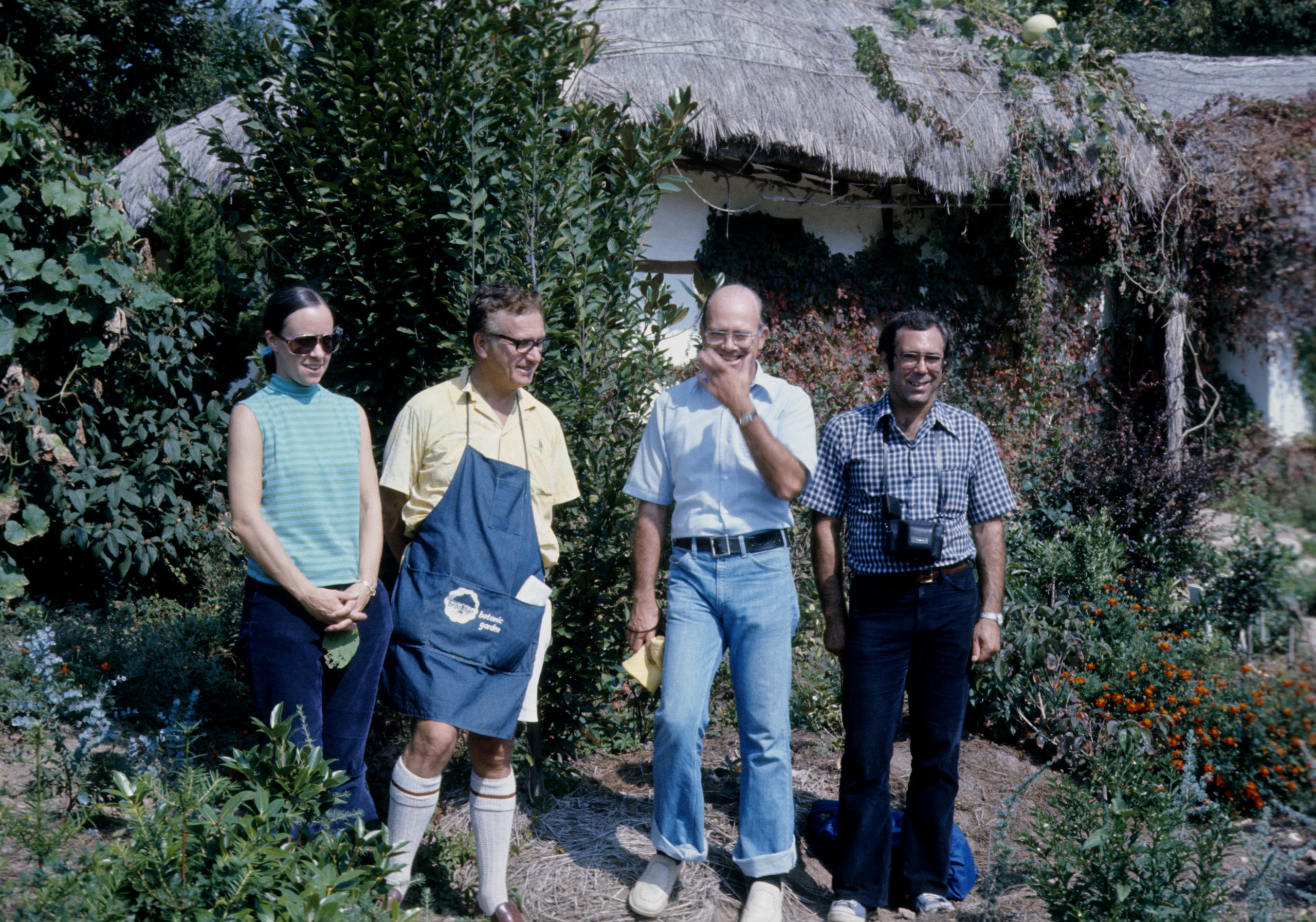 Harmony Spongberg, Carl Ferris Miller, Bud Lake, and Richard Weaver at Chollipo Arboretum. Photograph by Stephen Spongberg, October 2, 1977.