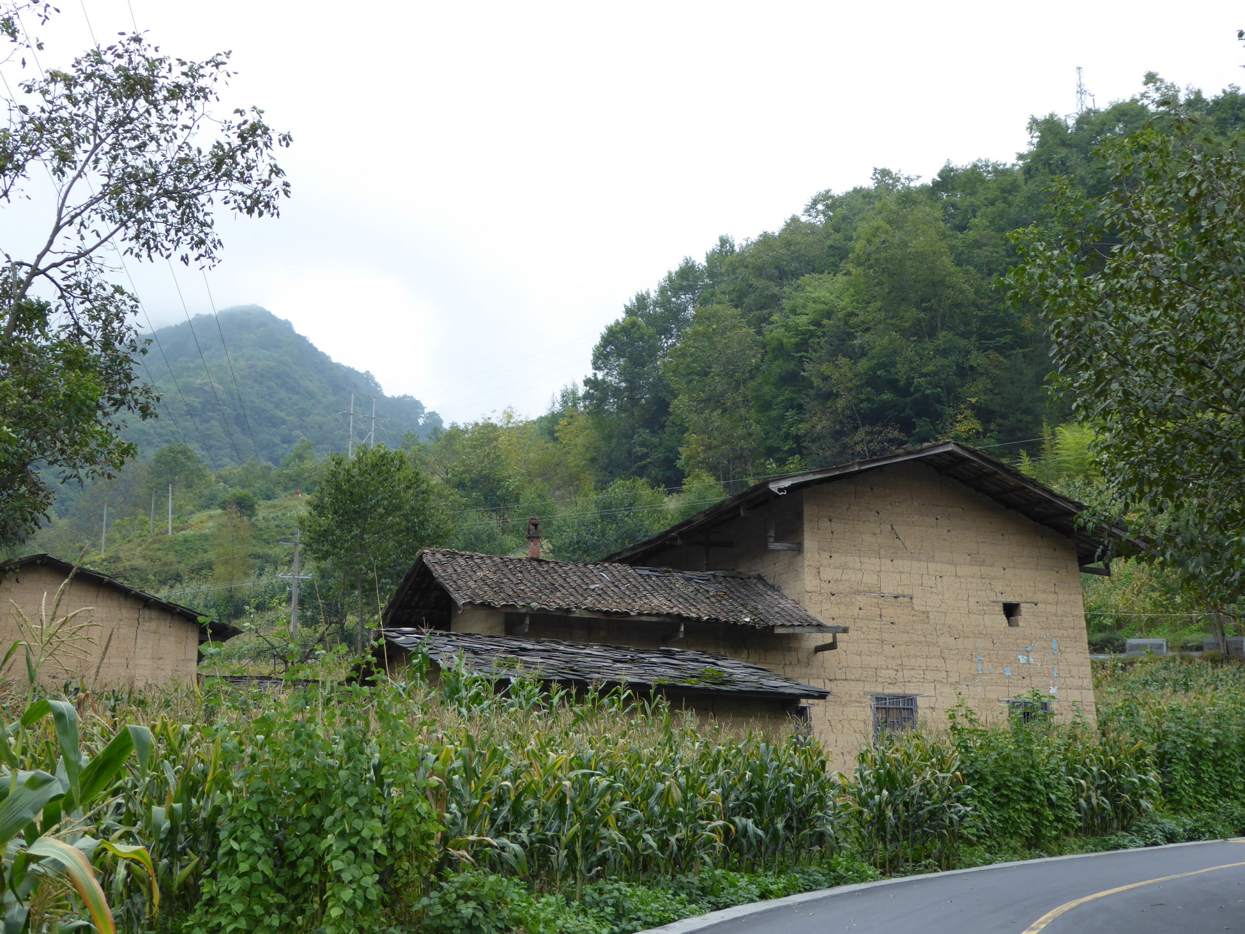 Buildings in the village of Long Shan Cun at the Baixian Forest Station.