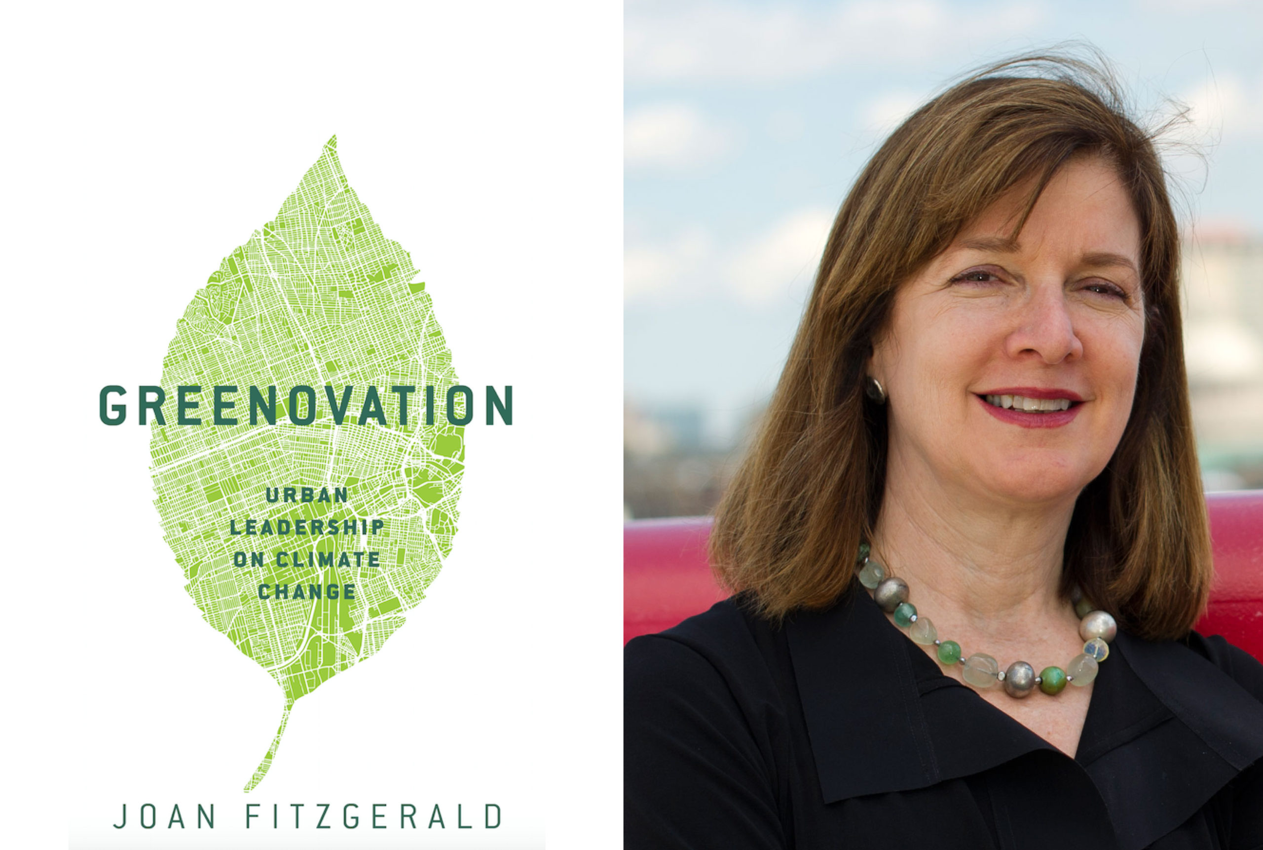 Greenovation book cover (left); Author Joan Fitzgerald (right)