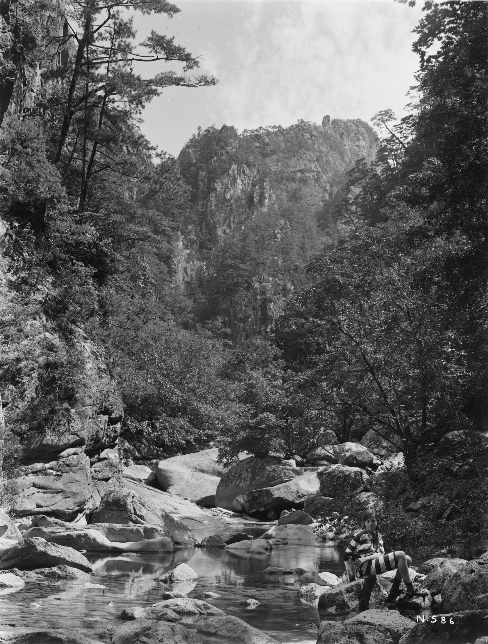 Ernest Wilson photographed his daughter Muriel (lower right) in the scenic Kumgang Mountains (Kongo-san) in what is today North Korea in September 1918.