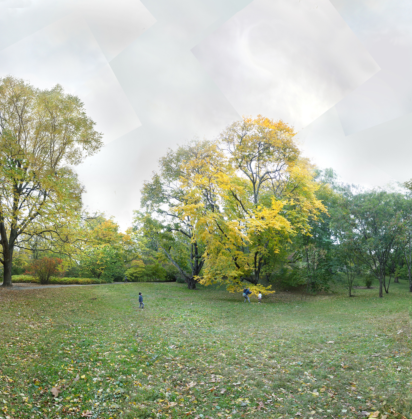 landscape with trees and three persons