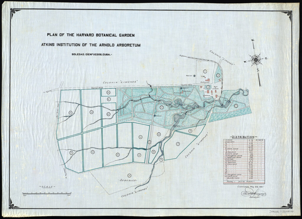 Plan of the Harvard Botanical Garden, the Atkins Institution of the Arnold Arboretum, 1933.