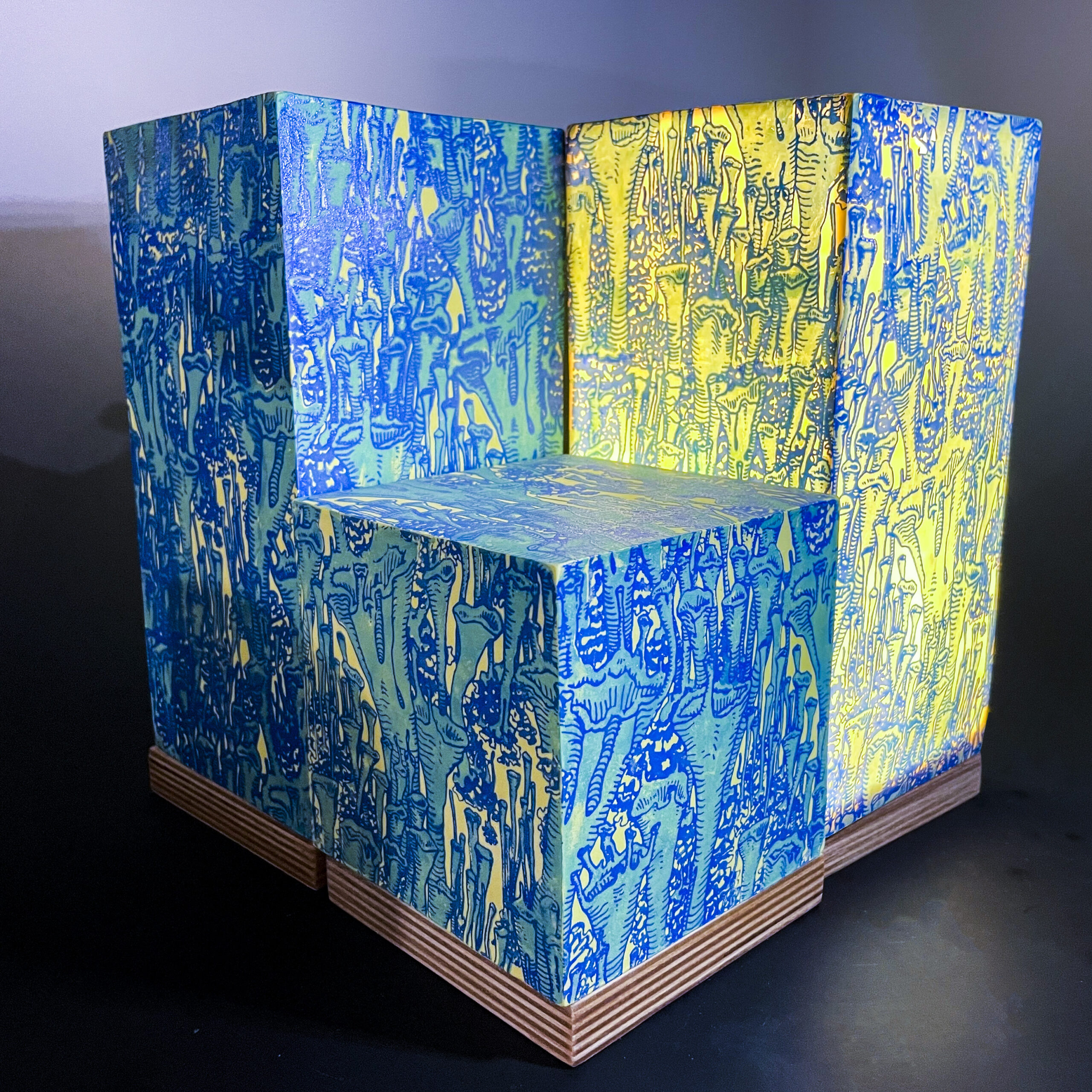 Art, three cube shapes