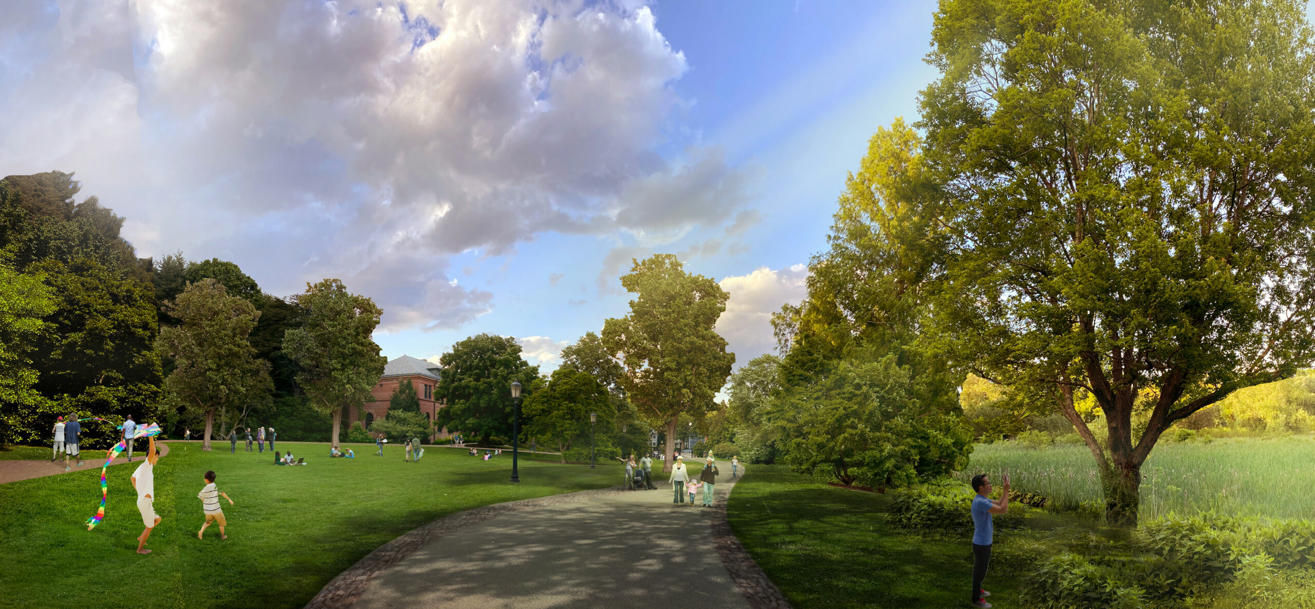 Imagen de la vista propuesta del camino de salida de la Entrada de Arborway