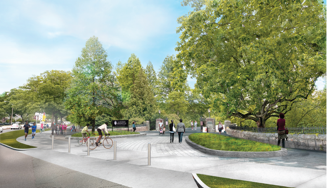 Image of the proposed arrival view of Arborway Gate