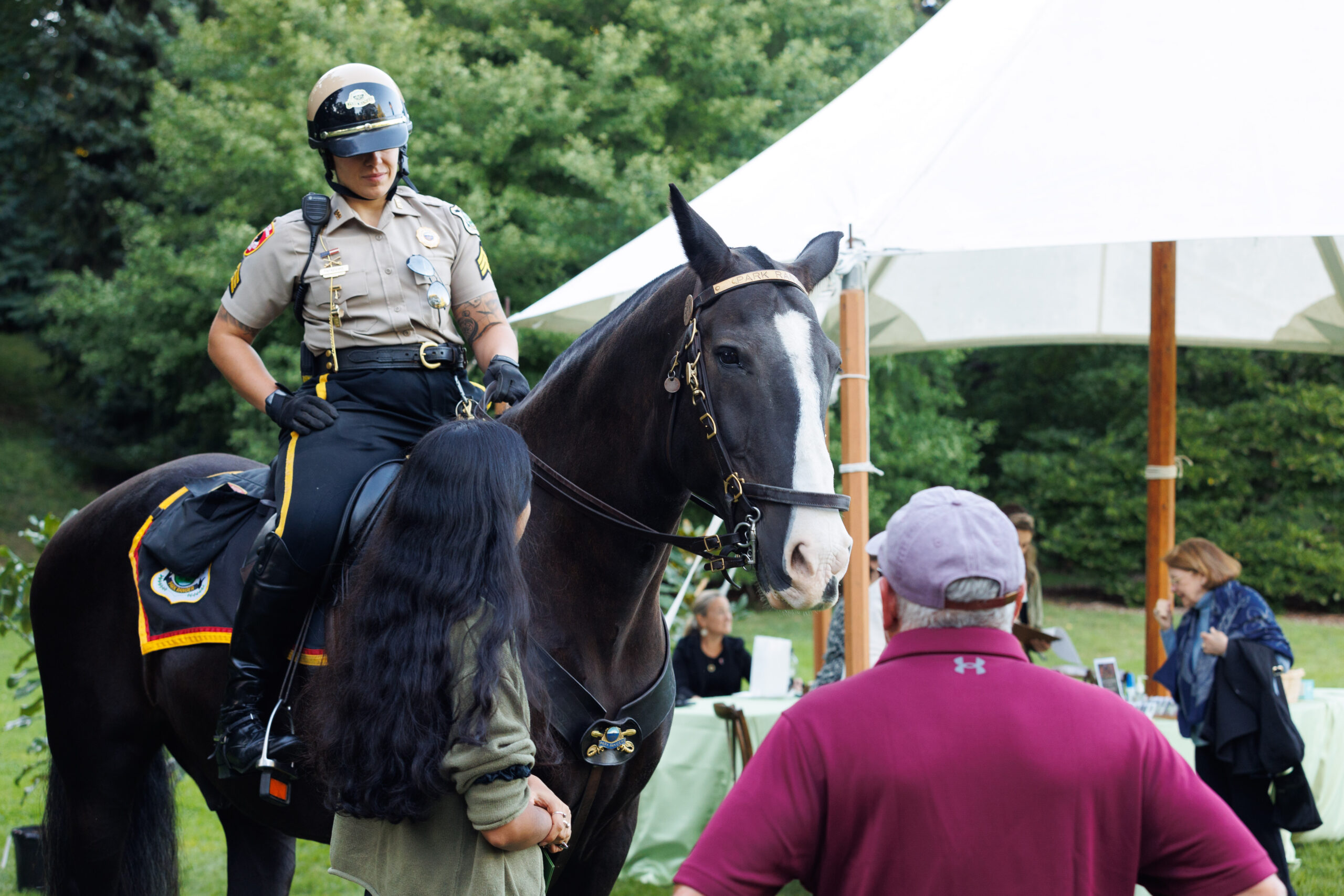Boston Park Ranger on a horse, Magical Meanderings Autumn Dinner, September 19, 2023