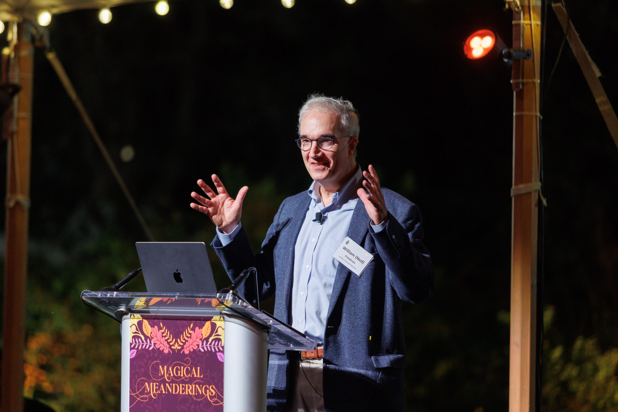 Director Ned Friedman addresses guests at Magical Meanderings Autumn Dinner, September 19, 2023