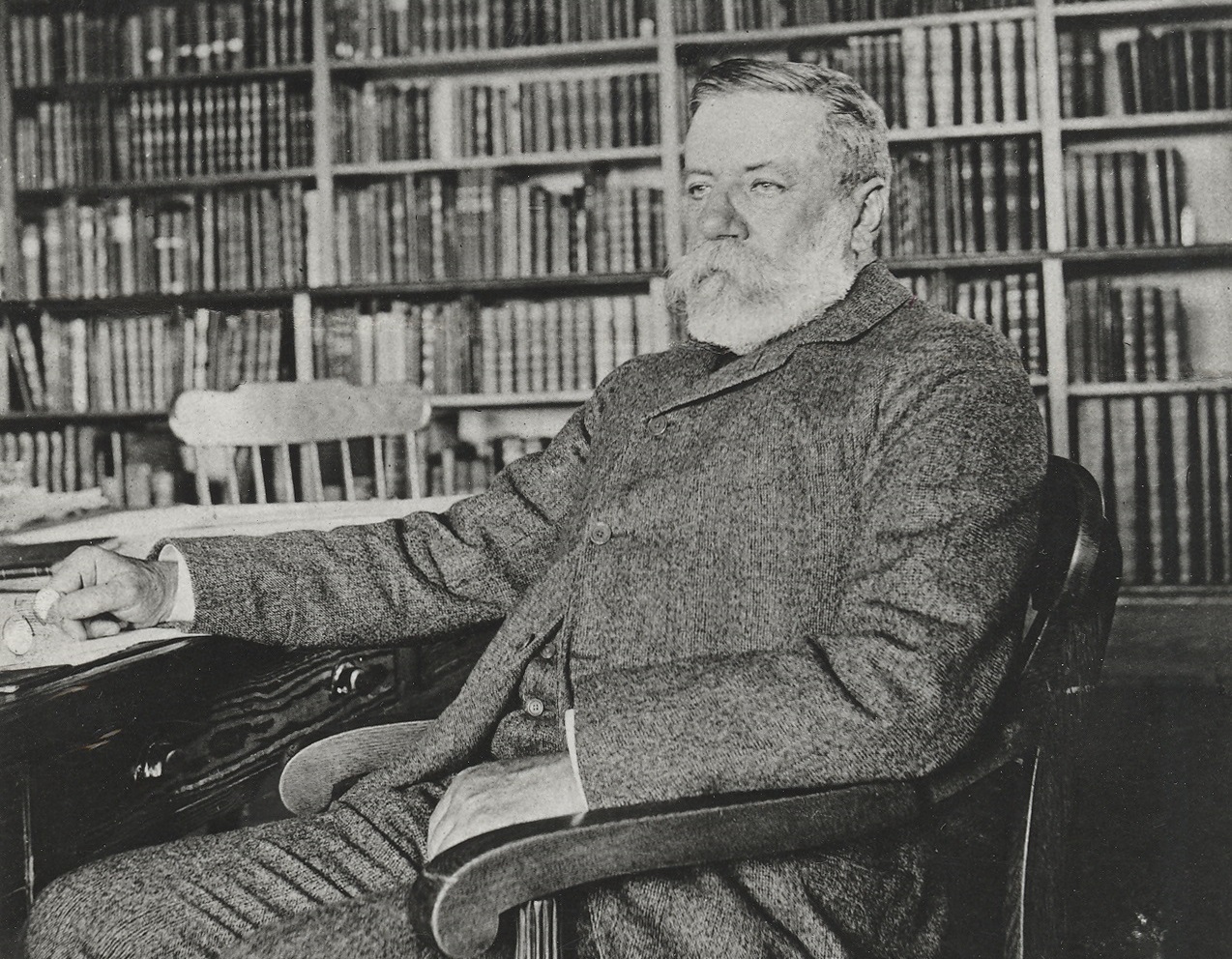 Charles Sprague Sargent seated in the library in an undated photograph.