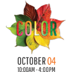 The word Color against a backdrop of colorful leaves