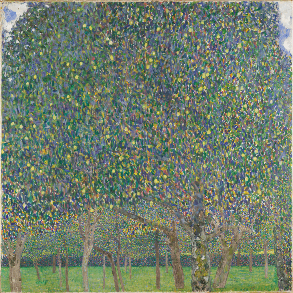 Impressionist painting of pear trees