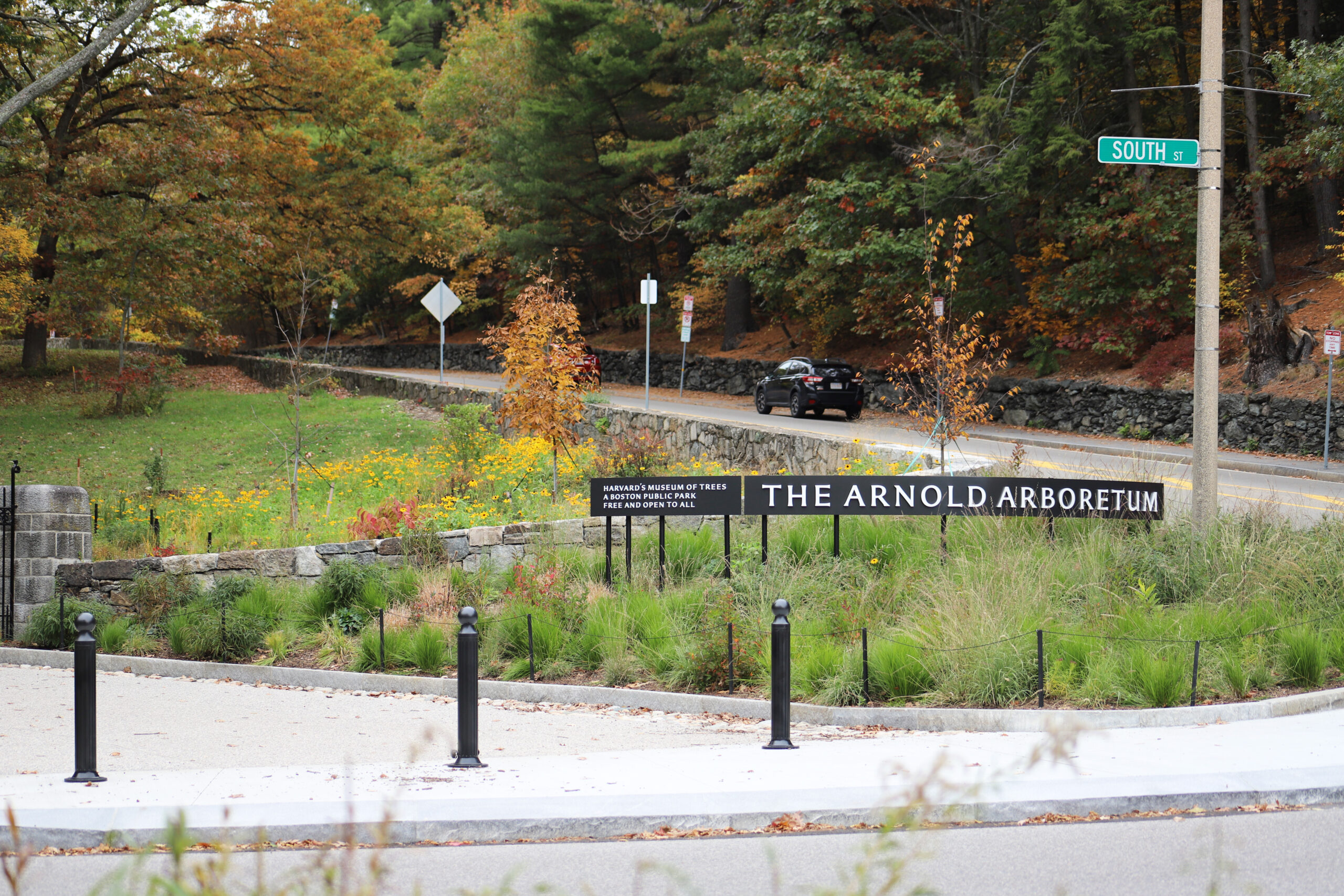 Image of completed entrance and sign.