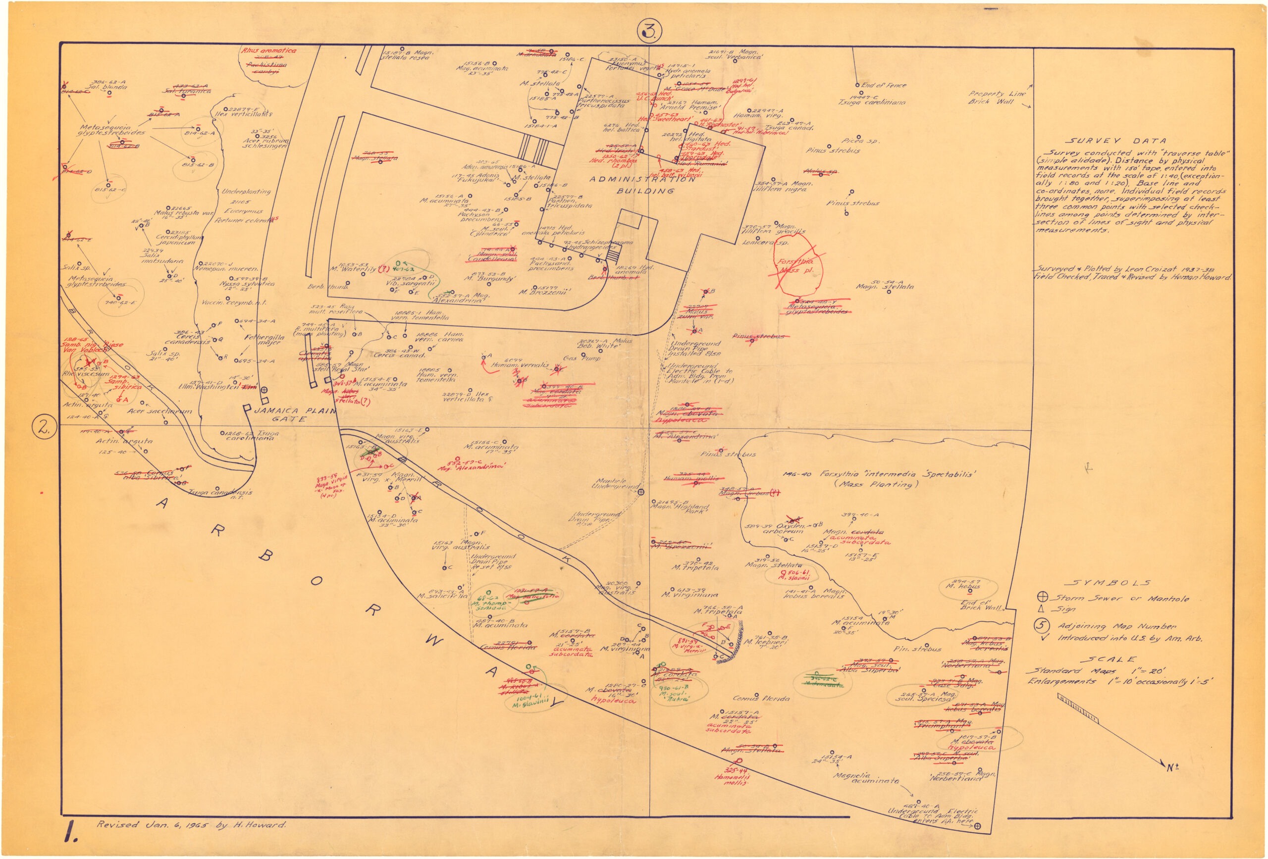 A 1965 ink on paper hand drawn map by Heman Howard.